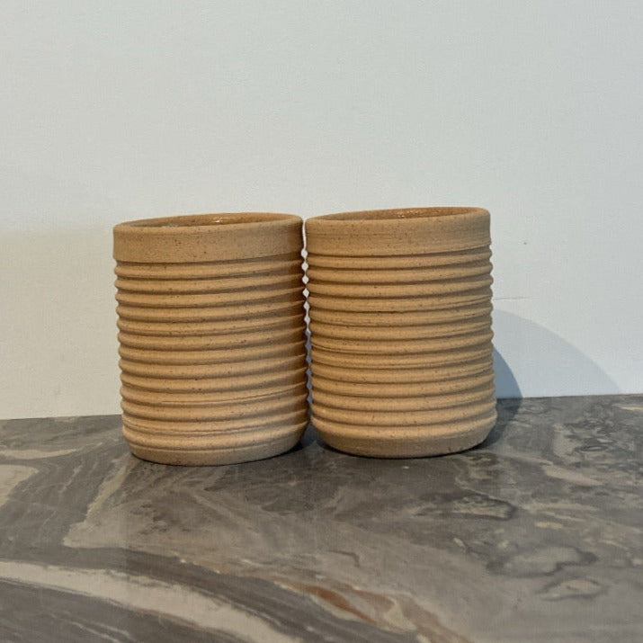 Ribbed Ceramic Mugs