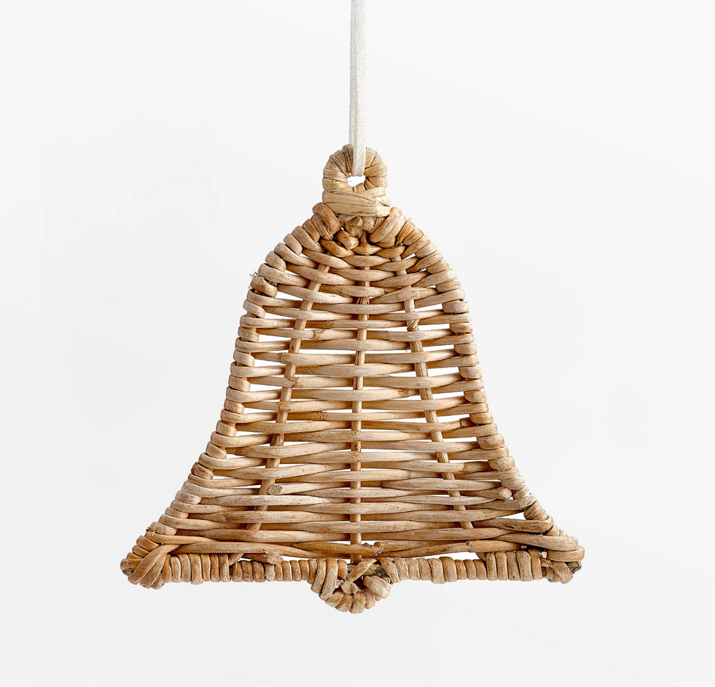 Handwrapped Rattan Bell Ornament