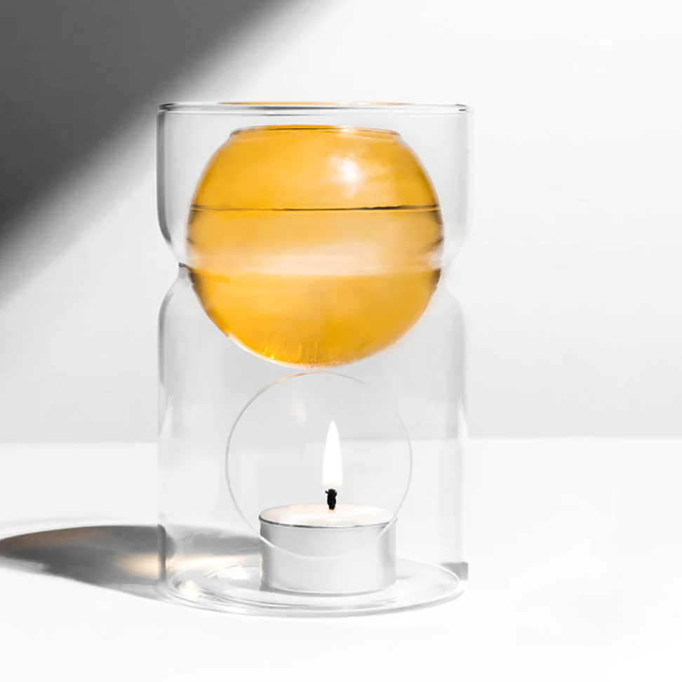 Oil Burner + Tea Light: Amber + Clear
