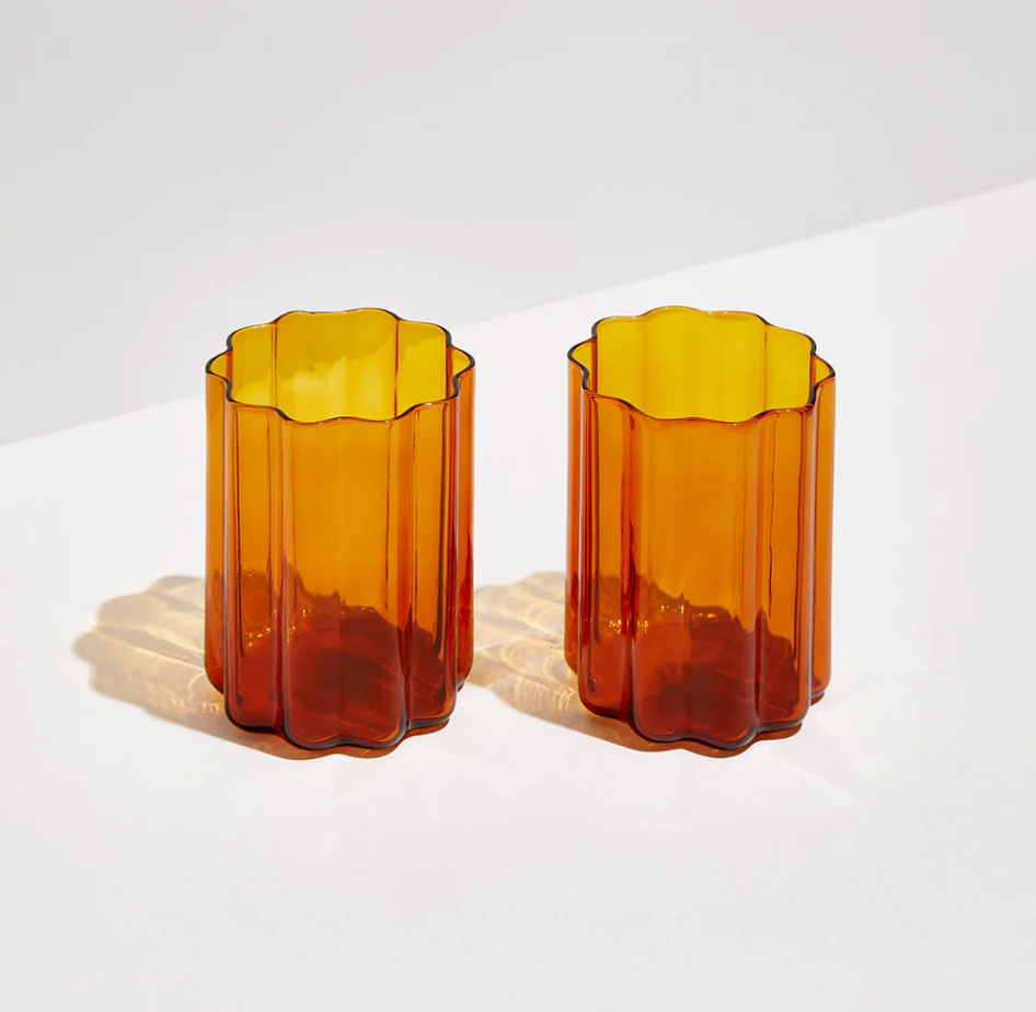 Wave Glasses in Amber