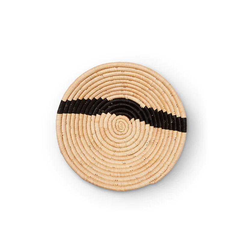 Modern Woven Striped Black + Natural Basket - 6”