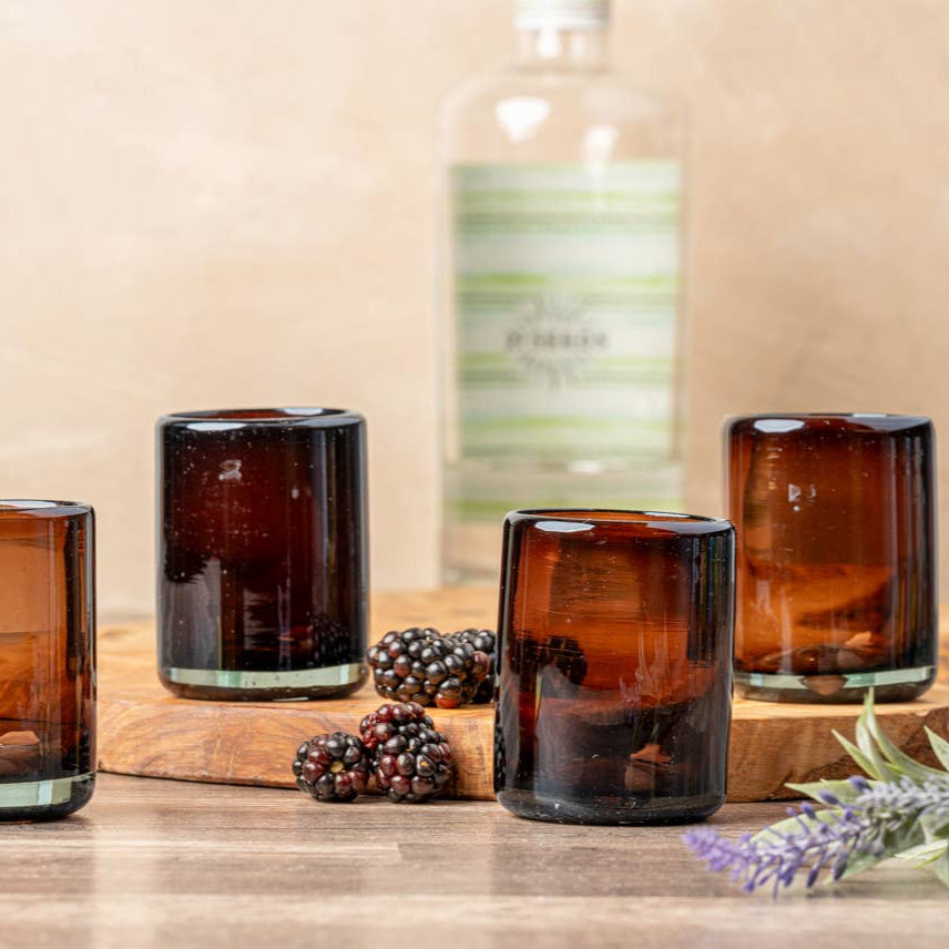 Handblown Tamarind Shooter Glasses | Adobe by Jess Vargas