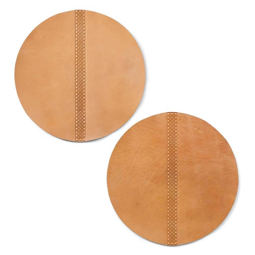 Caramel Leather Chargers - Set of 2