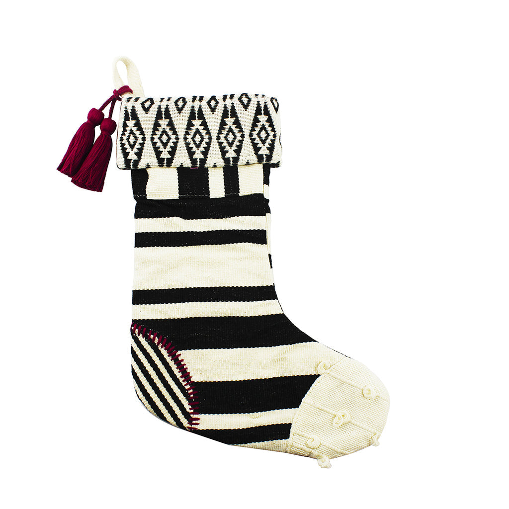 Holiday Stocking | Black + White Stripes