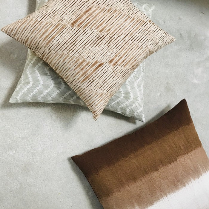 Shibori Band Stripe Pillow in Rust